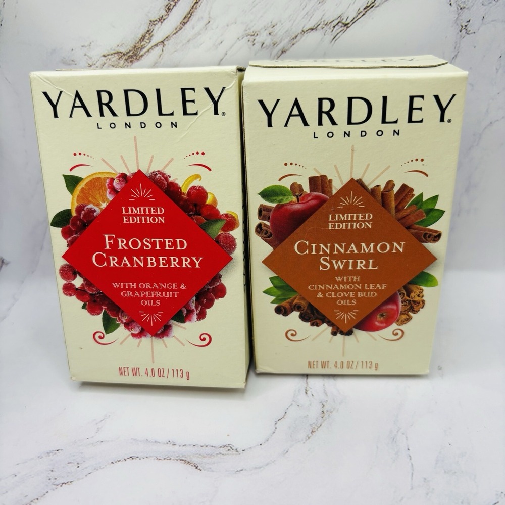 2 Bar‎ Yardley Soap Limited Edition Cinnamon Swirl & Frosted Cranberry 4oz